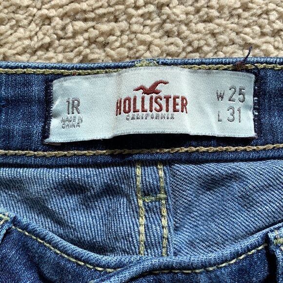 Hollister Washed 1R Distressed Straight Skinny Denim Jeans Size W 25 - Picture 6 of 8